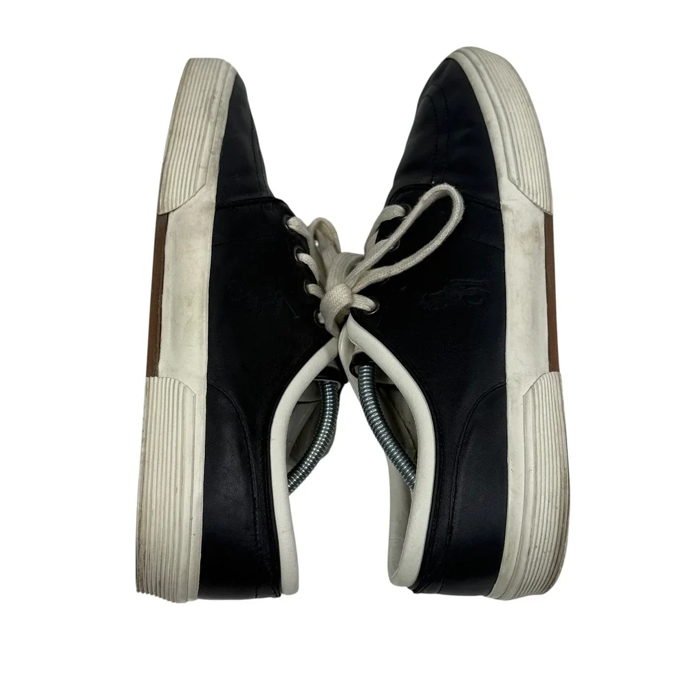 Polo Ralph Lauren Faxon Low Mens Black Leather Sneakers Shoes‎ Size 12 D K16